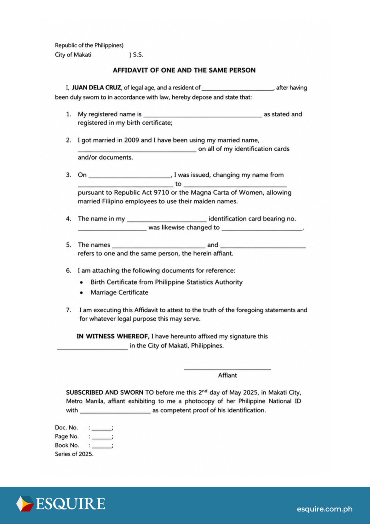 Sample supporting document (3 of 5).